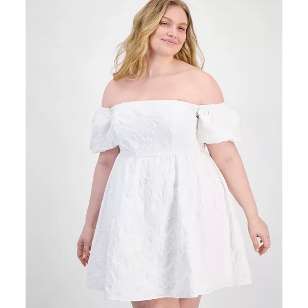 Seni & Cade Plus Size Off-The-Shoulder Jacquard Fit & Flare Dress 1X NWT